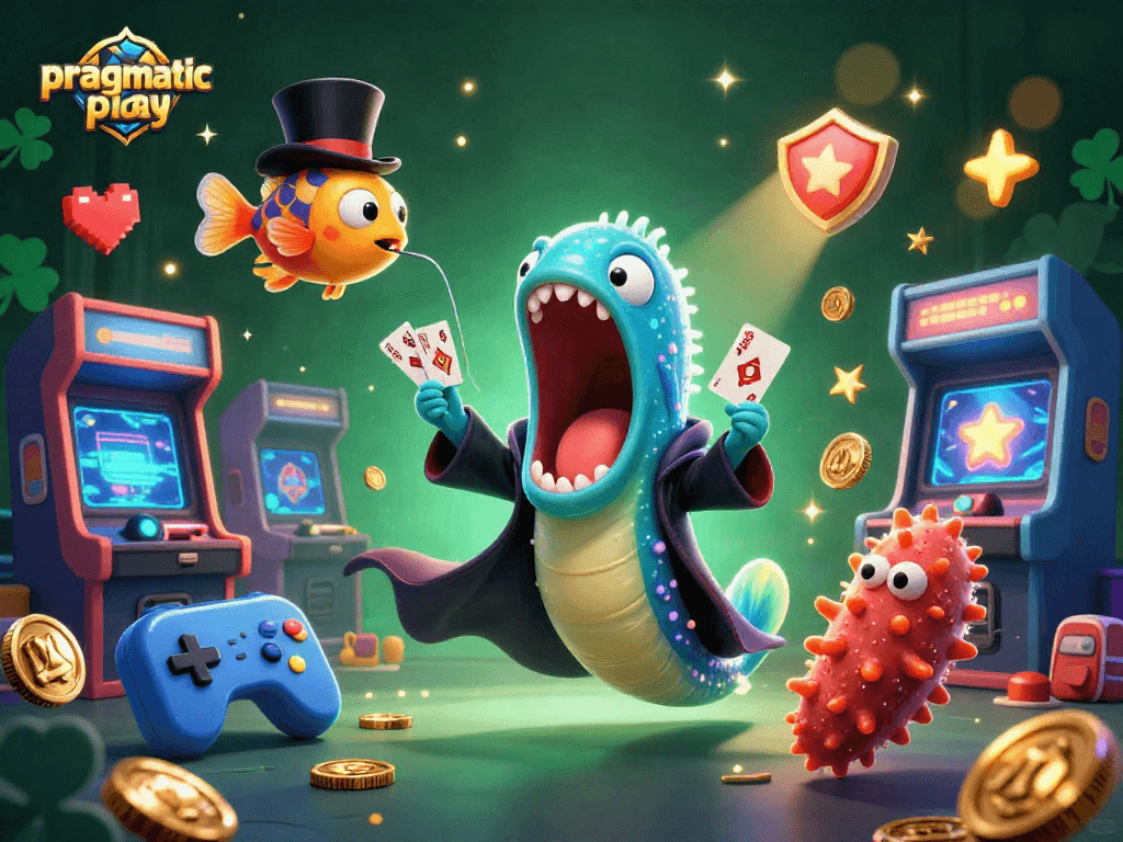 Engage with the vibrant world of pragmatiac play featuring a lively casino scene with animated characters.