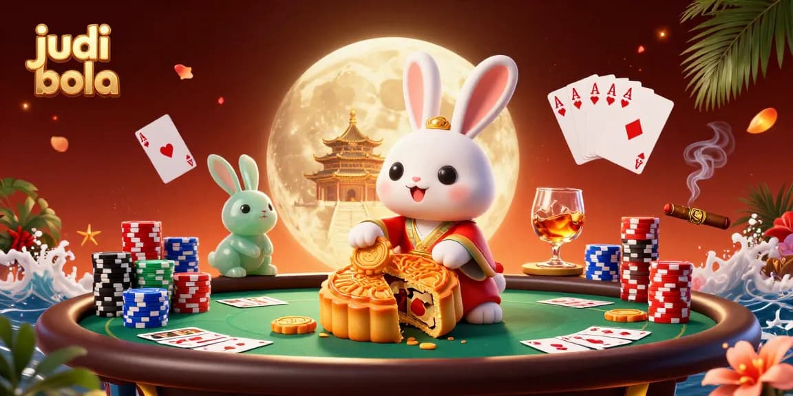 Experience judi bola action with dynamic poker elements and vibrant characters in a festive scene.