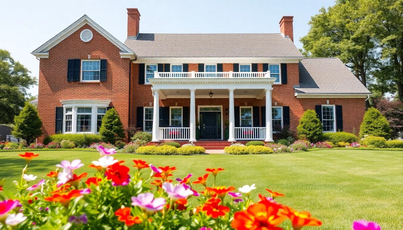 Crafting a colonial home build with striking architecture and vibrant garden elements.