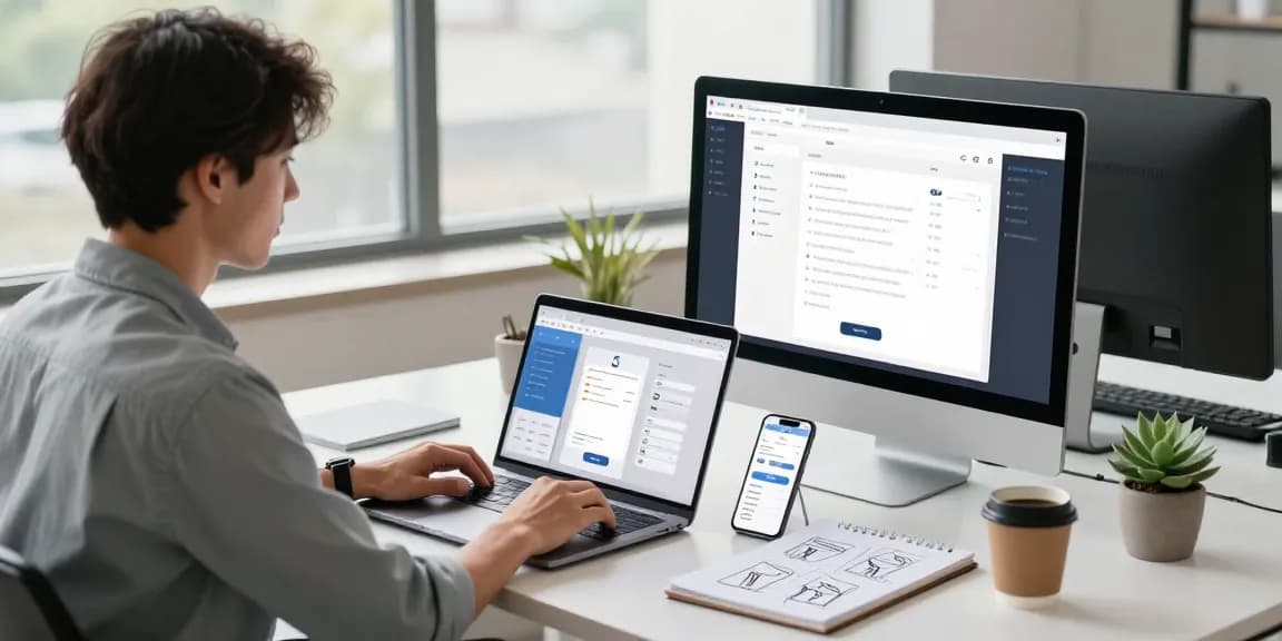 La app gratuita para segundo número en un entorno de trabajo moderno con un desarrollador usando su computadora portátil.