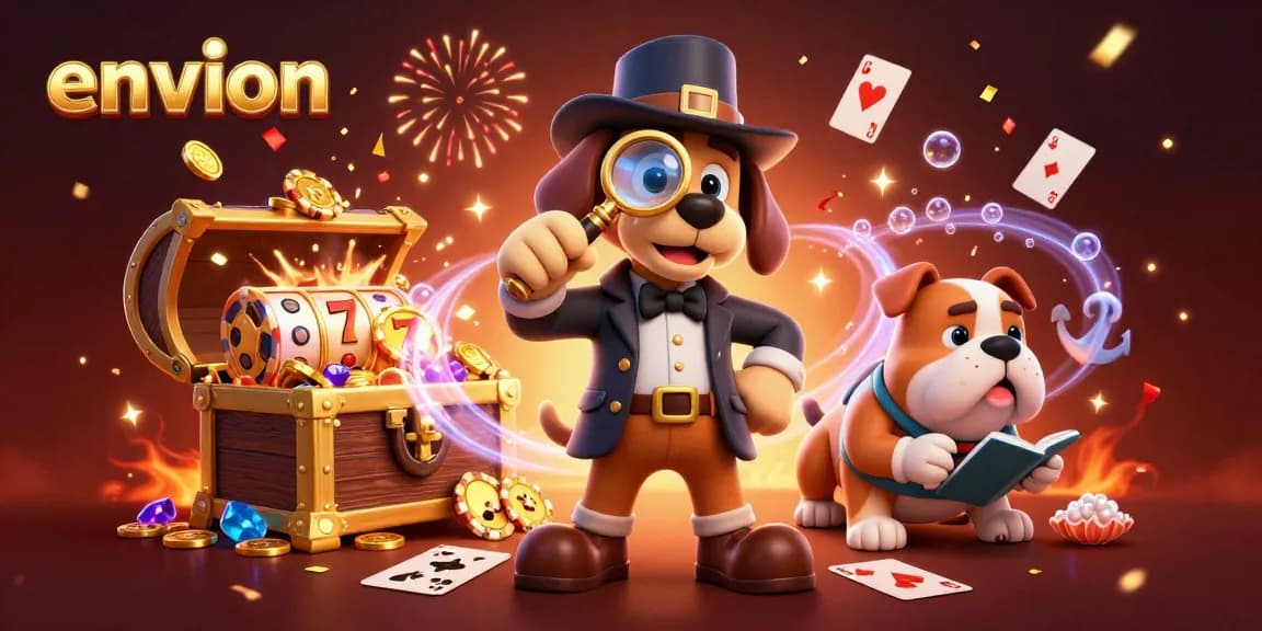 Play at environ's best credit card casinos, featuring a detective and bulldog uncovering treasures.