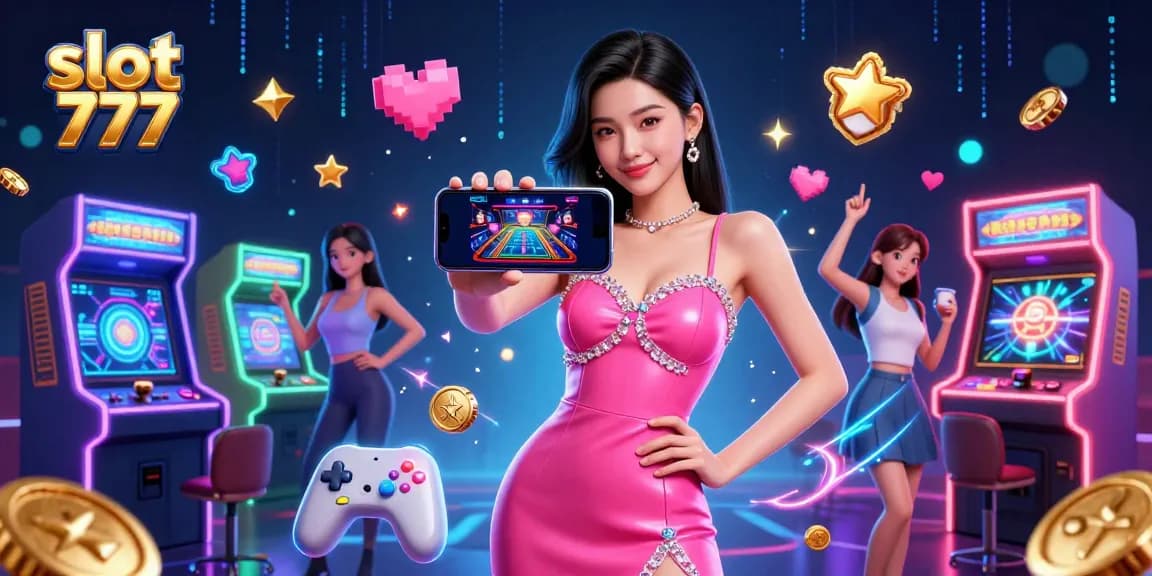 Play slot 777 for real excitement with colorful casino elements in a vibrant illustration