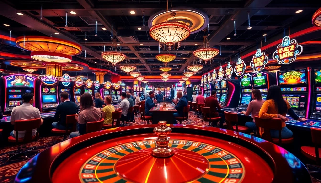 etrafli Pinco Casino oyun reyi həyacan dolu kazino mühitində, masa oyunları ilə dolu atmosfera içində.