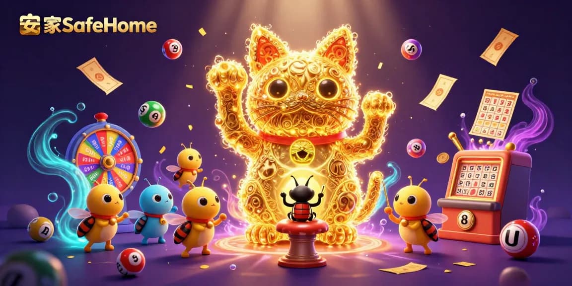 Engage with 安家SafeHome's colorful casino atmosphere, filled with lucky symbols and vibrant excitement.