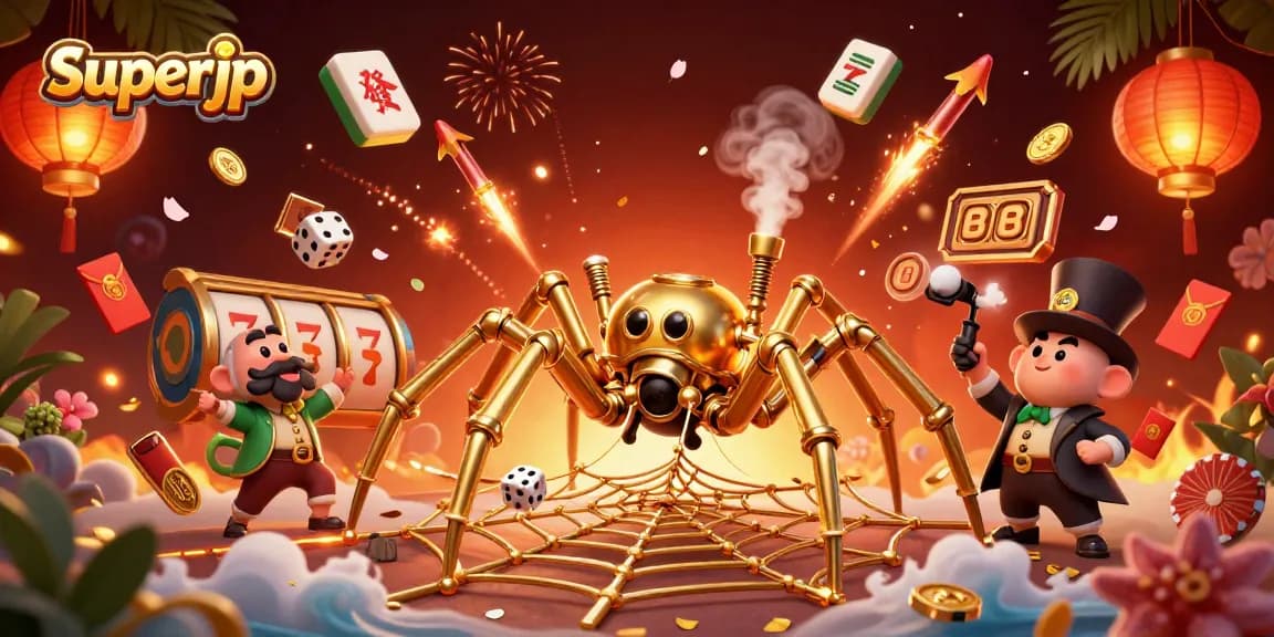 Experience thrilling wins with superjp at the dynamic casino filled with 3D elements and vibrant imagery.