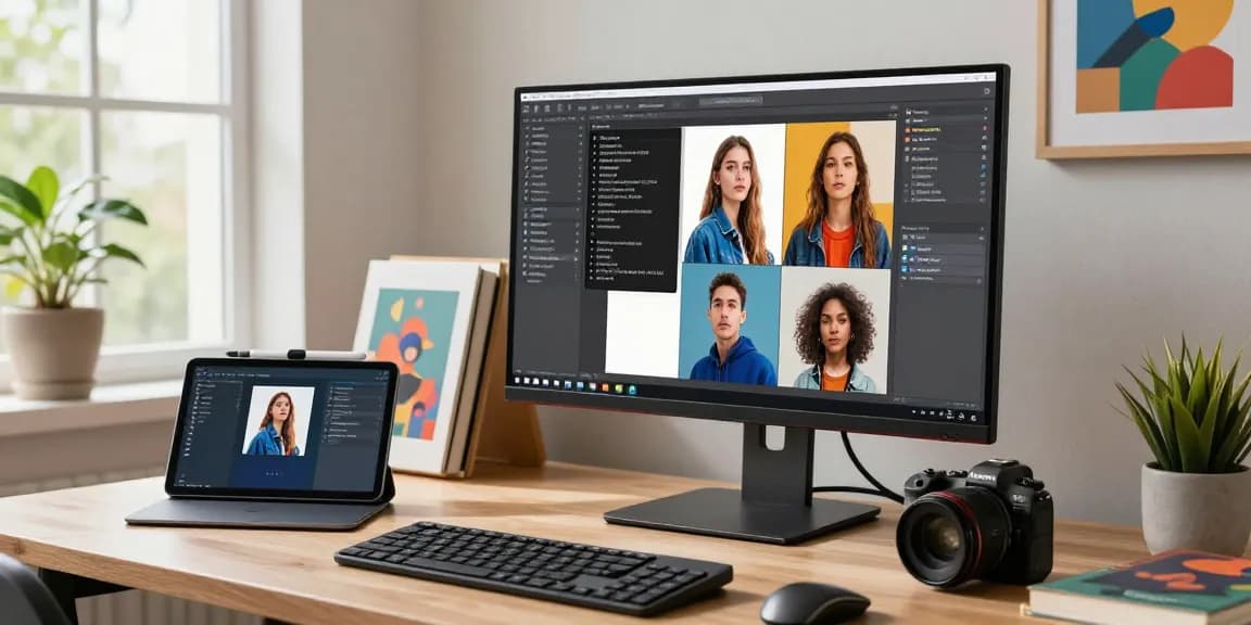 Generate AI prompts from images in a modern digital workspace with advanced tech.