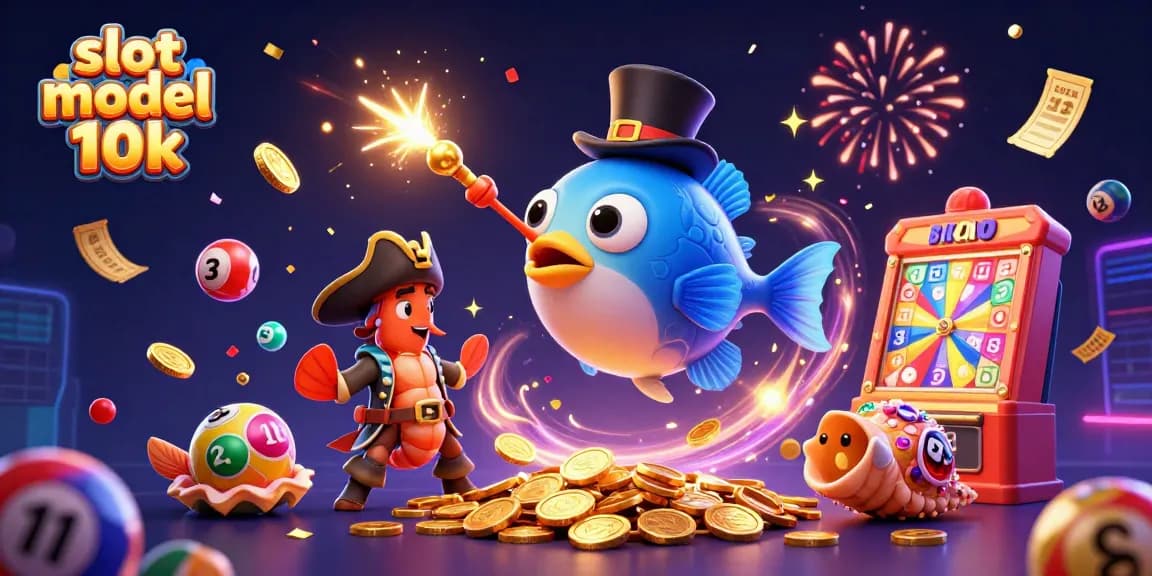 Engage with slot modal 10k gameplay featuring an anglerfish, pirate shrimp, and gemstone snail in a vibrant casino scene.