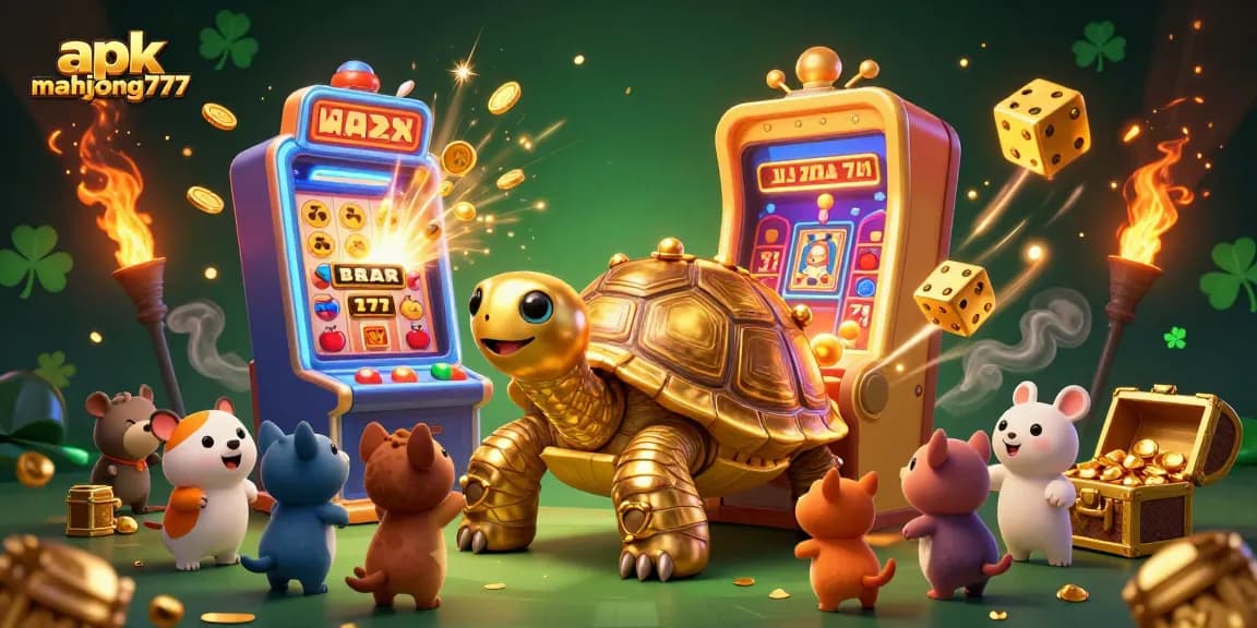 Experience the vibrant apk mahjong777 gaming action with colorful slots and exciting characters in a dynamic casino scene.