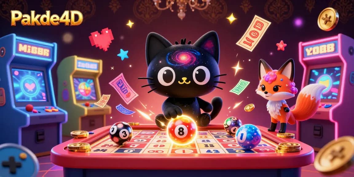 Engage with Pakde4D in a vibrant lottery gaming scene featuring glowing numbered balls.