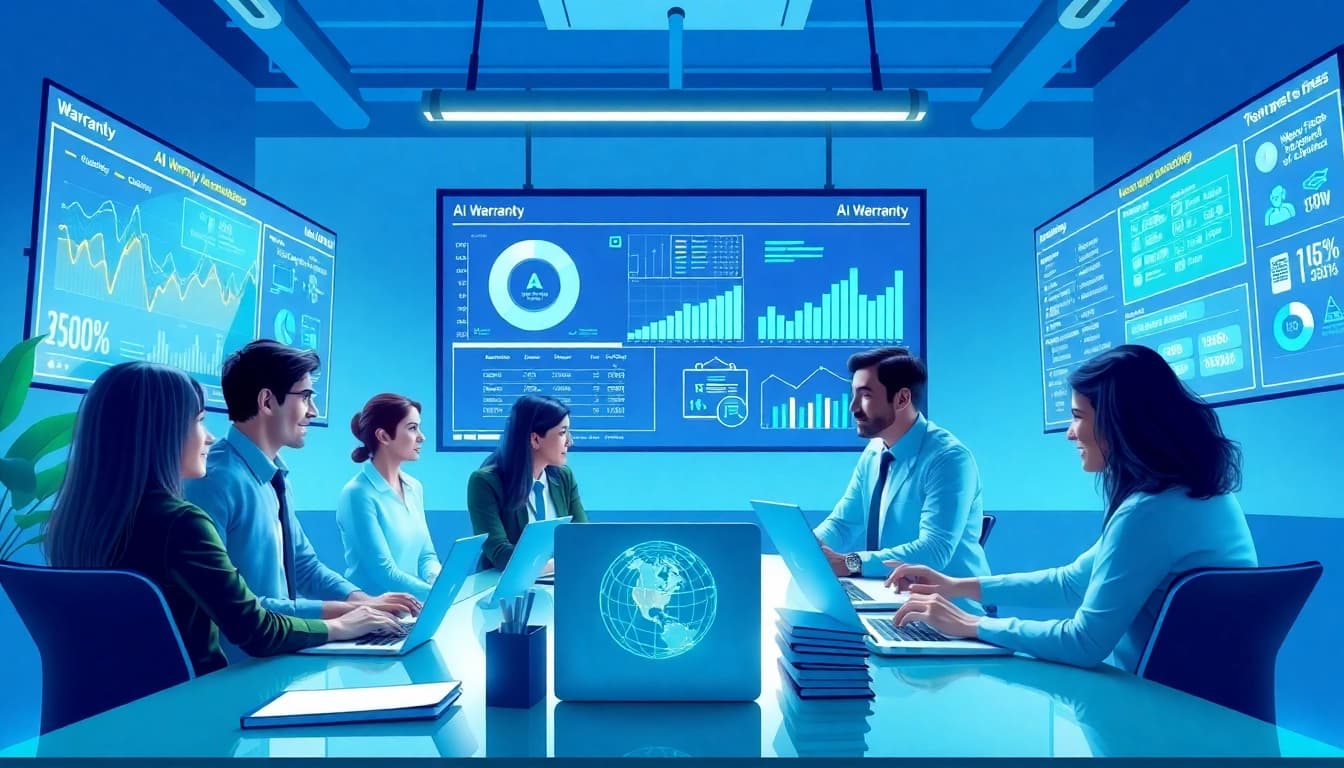 AI powered warranty company team using advanced technology for automated warranty management.