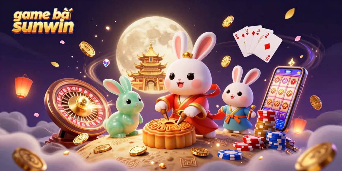 Experience thrilling game bài sunwin with vibrant 3D illustrations of casino elements and charming characters.
