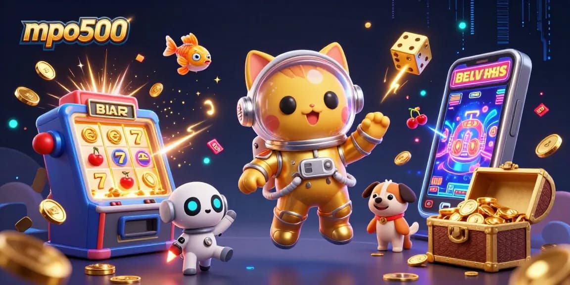 Experience thrilling gaming action with mpo500's vibrant slot machine and cosmic characters.