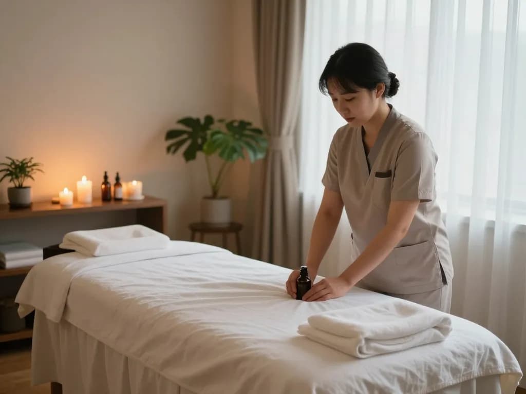 Relaxing massage therapy room for 역삼동마사지 with soothing ambiance and calming elements.