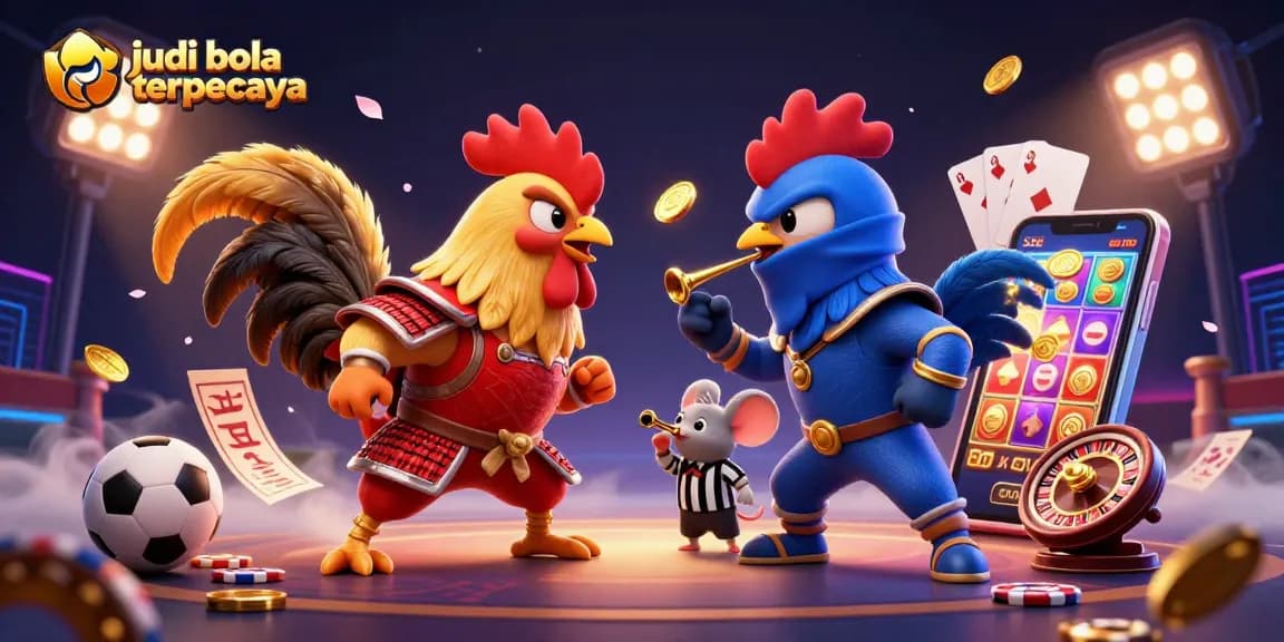 Place bets confidently with judi bola terpercaya in this 3D scene showcasing an exciting sports betting atmosphere.