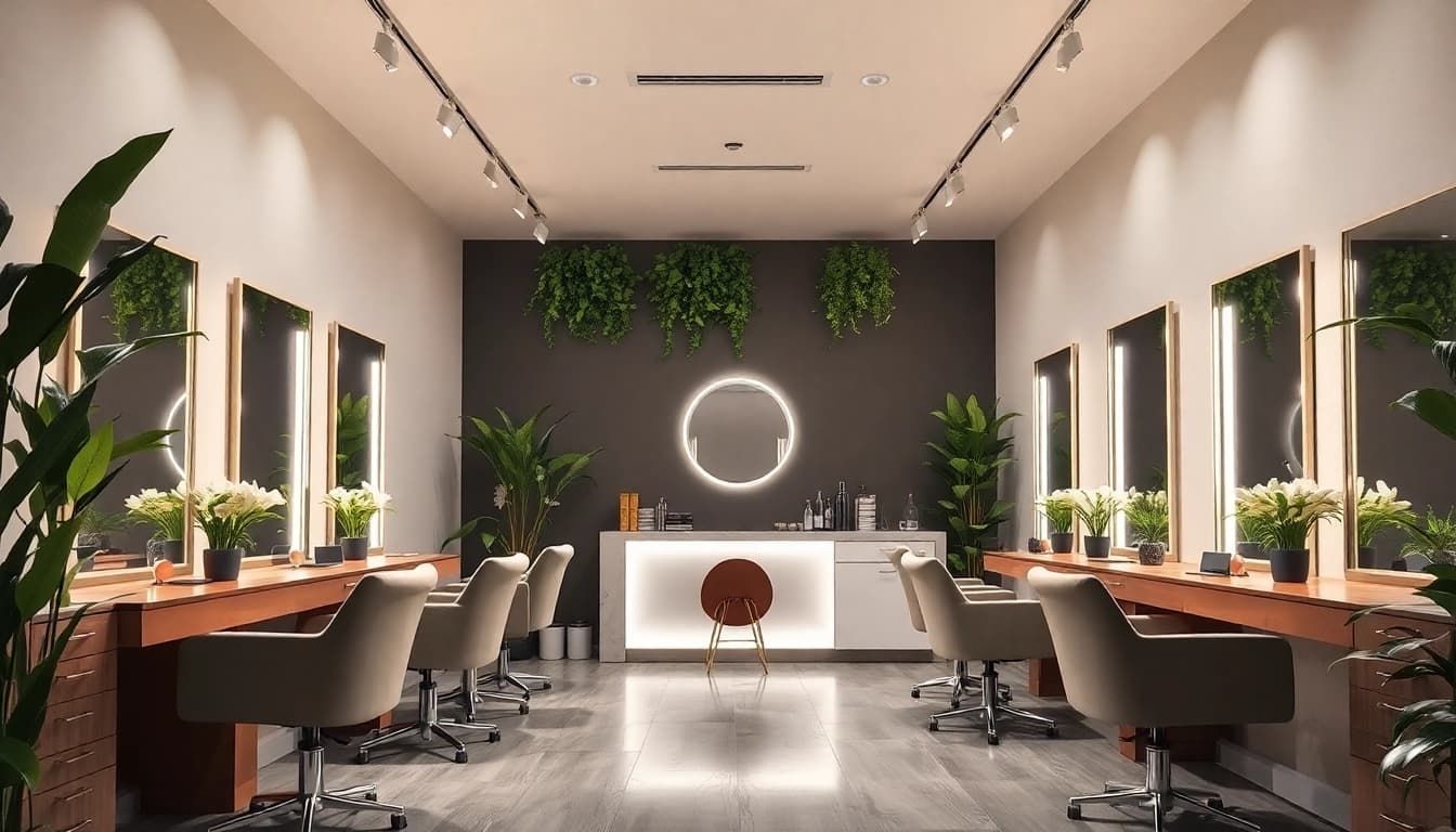 Salon coafor Bucuresti showcasing elegant styling stations and a welcoming atmosphere.