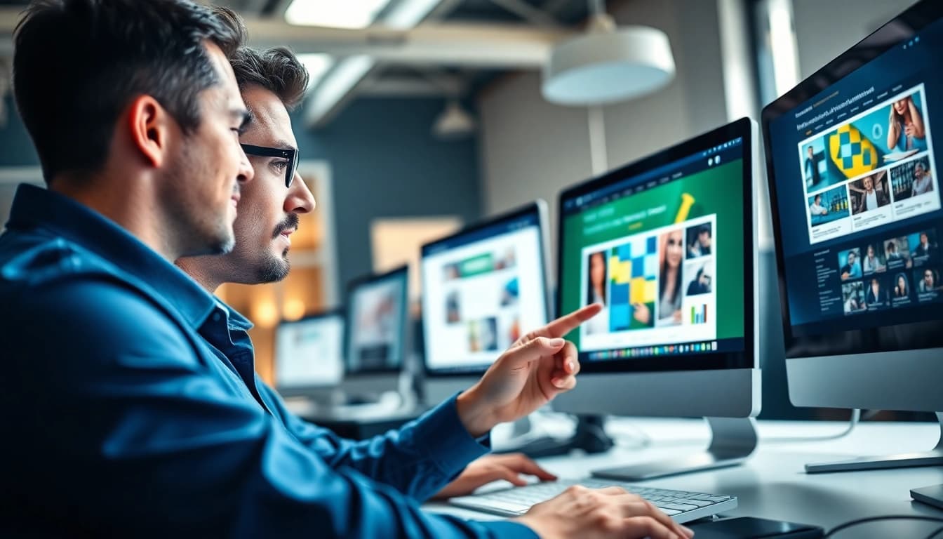 Crafting innovative Hereford Web Design with a professional web designer in a modern office setting.