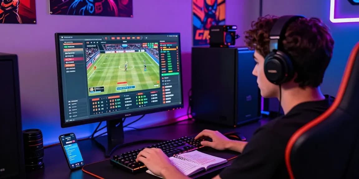 Player engaged with a 토토사이트 interface, showcasing dynamic betting options and immersive gaming setup.