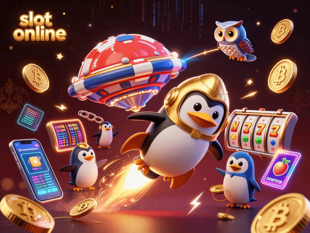 Experience the thrill of slot online games with our vibrant 3D casino illustration.