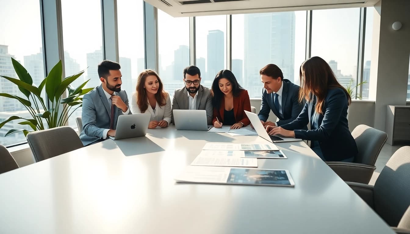 Showcasing guaranteed rent in Ealing, a professional property management team in a bright office.