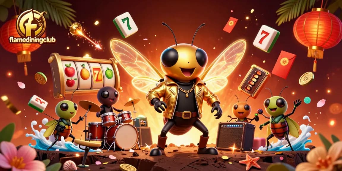 Spin the reels with flamediningclub's vibrant 3D cartoon casino scene full of excitement and lucky charms.