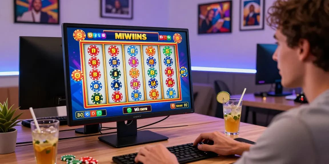 Player experiencing excitement with slot deposit 1000 win at home gaming setup.