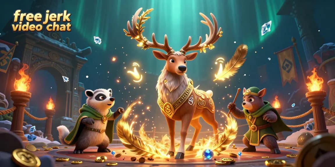 Experience the thrill of free jerk video chat with a dynamic scene of engaging characters and playful gambling elements.