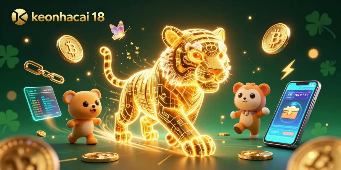Experience winning strategies with keonhacai 18 in a vibrant digital casino scene filled with neon elements.