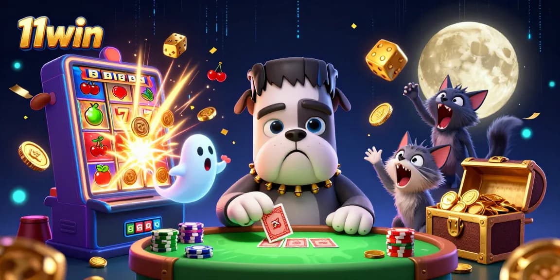 Experience thrilling casino action with 11win at a spooky card table filled with excitement!