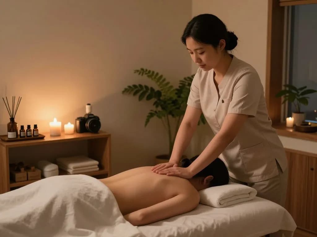편안한 분위기 조명과 자연 요소가 어우러진 평화로운 웰니스 센터에서 릴렉싱한 논현동마사지를 경험하세요.