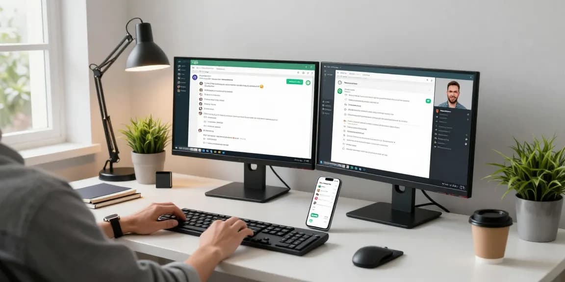 Using WhatsApp電腦版 in a modern home office setup to enhance communication and productivity.