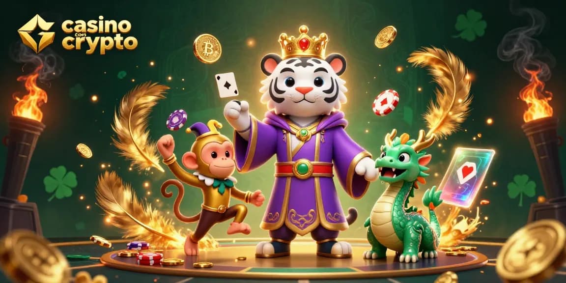 Gioca nei casino con crypto: illustrazione di una tigre bianca e un drago di giada in un ambiente di gioco vibrante.