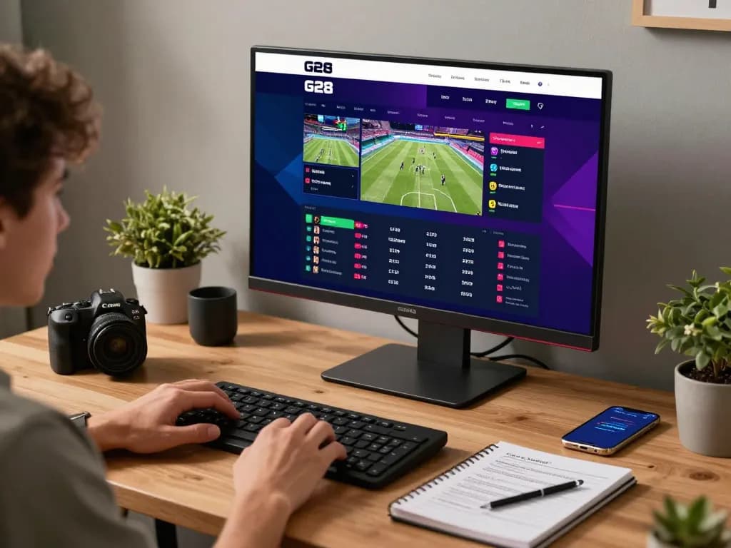 Engaging scene of a user placing live bets on G28's online sports betting platform from home, surrounded by strategy notes.