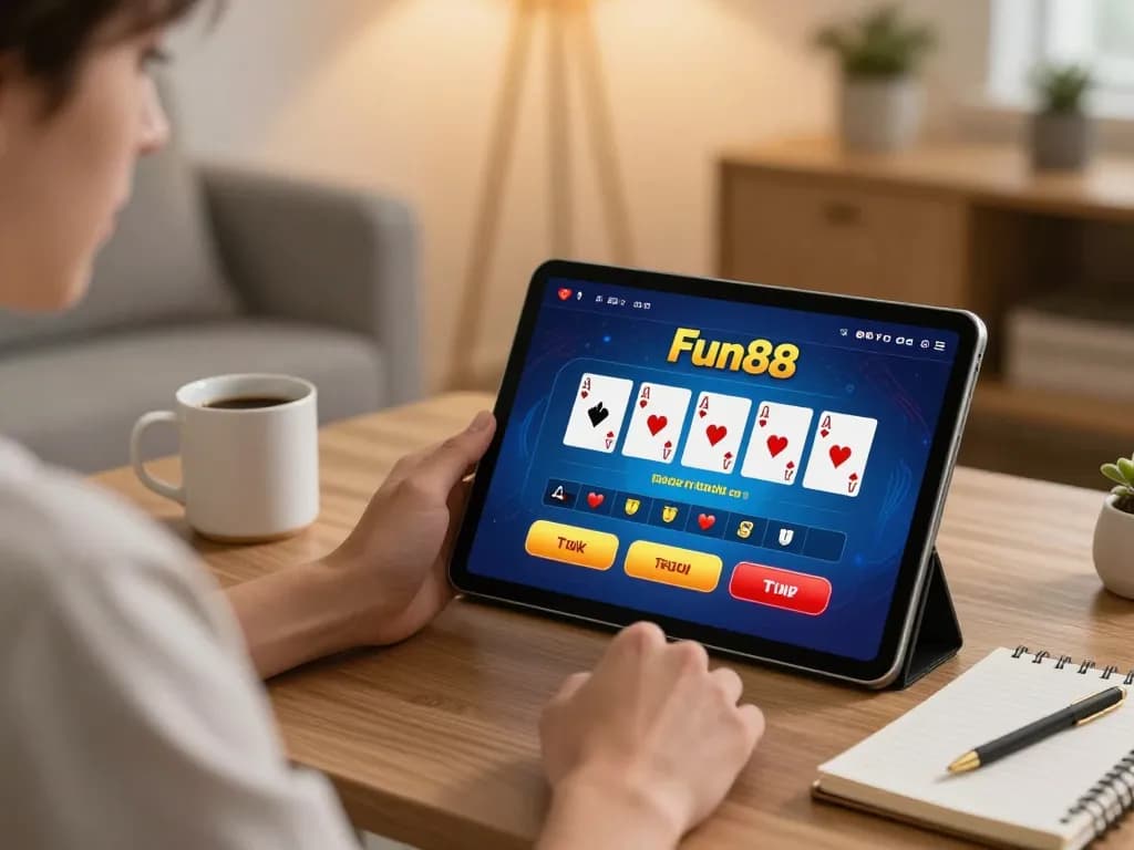Engaging online gaming on Fun88 com showcasing poker action in a stylish home setup.