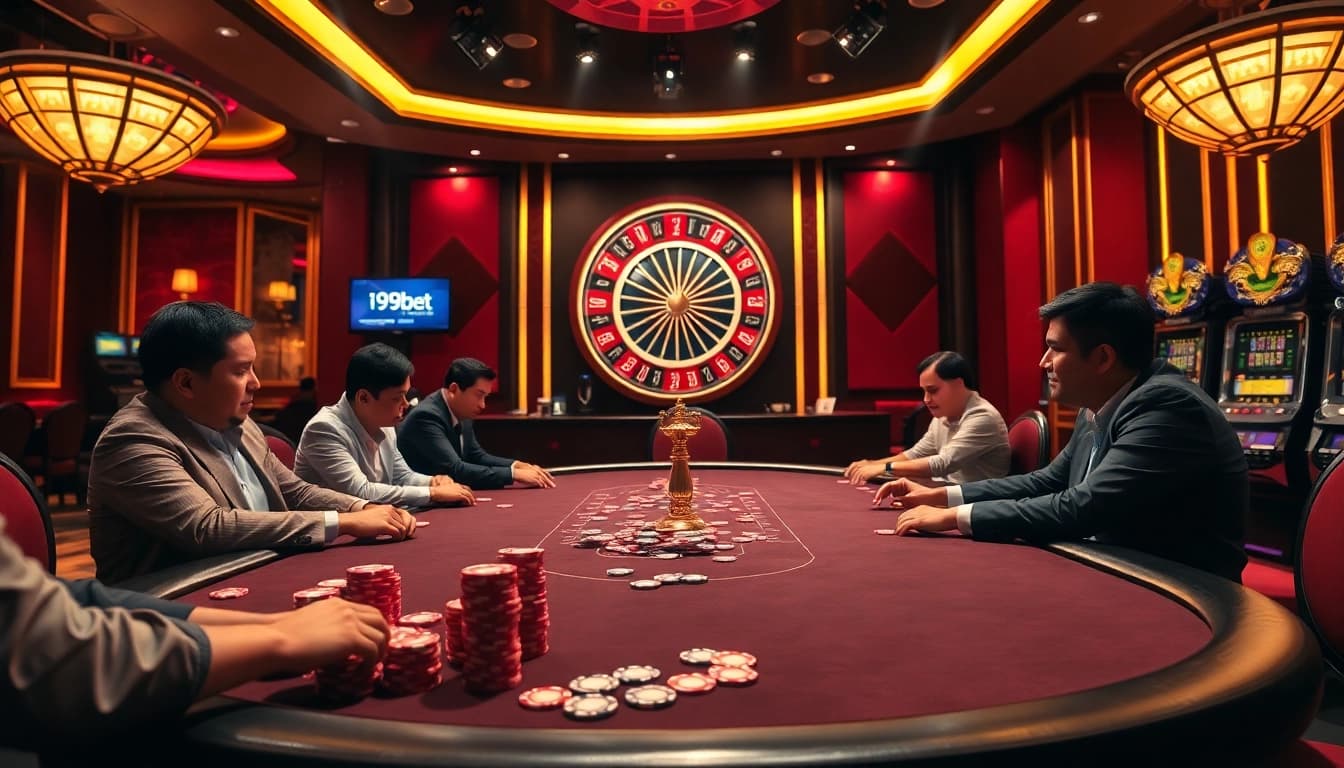 Dynamic gambling scene showcasing poker action at https://i9bett.cn.com/ with luxurious ambiance.
