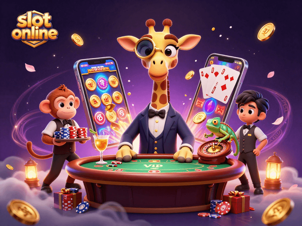 Experience top-tier slot online action with vibrant characters in a rich casino scene.