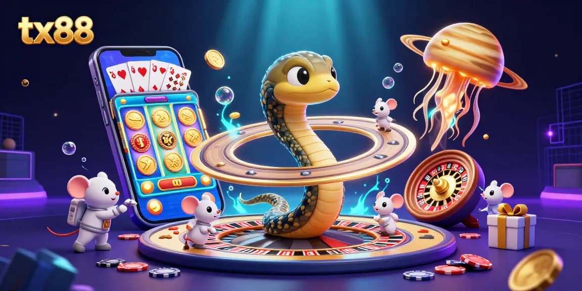 Experience the excitement of tx88 with vibrant 3D gaming characters in a thrilling casino scene.