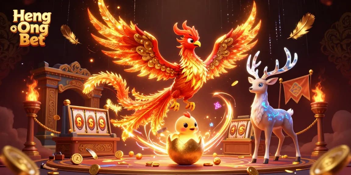 Engage with Heng Ong Bet's vibrant 3D phoenix, a symbol of prosperity in the online casino realm.