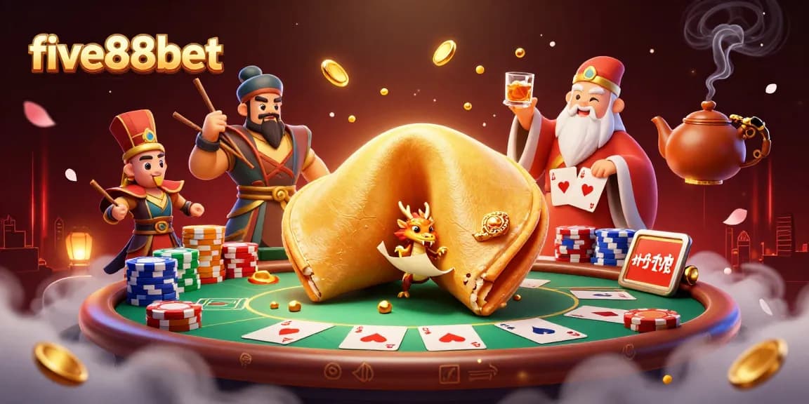 Experience the excitement of poker at five88bet with a vibrant 3D digital casino scene.