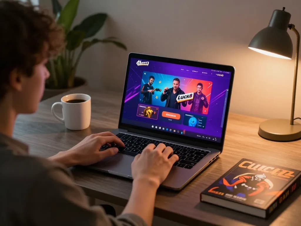 Tham gia trò chơi chiến lược trên ứng dụng casino Luck8 trên một chiếc laptop hiện đại.