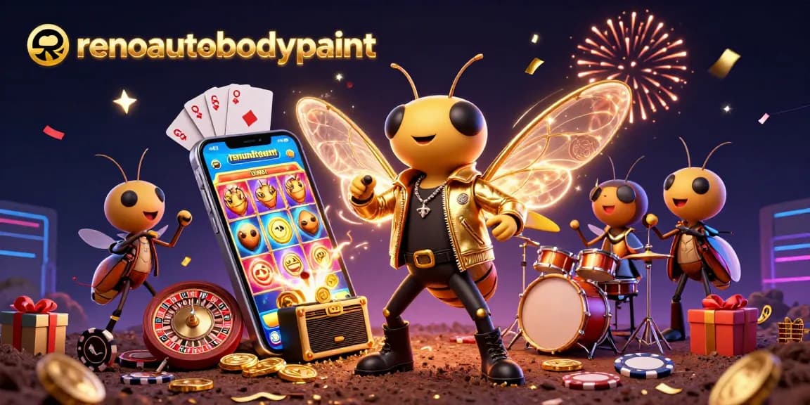 Slot game yang menarik di renoautobodypaint, cicada rocker, dan efek kemeriahan.