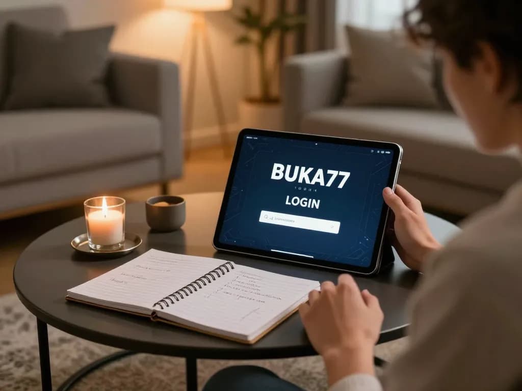 Engaging player focusing on BUKA77 LOGIN while strategizing online gambling.