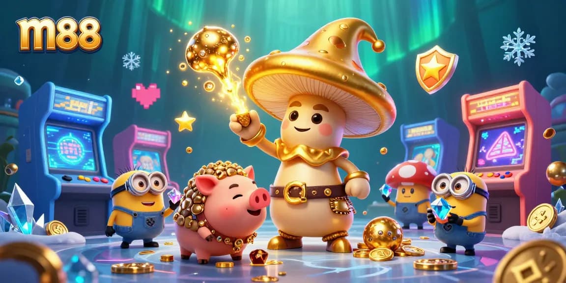Experience exciting gaming with m88's animated characters in a vibrant casino world full of treasures.