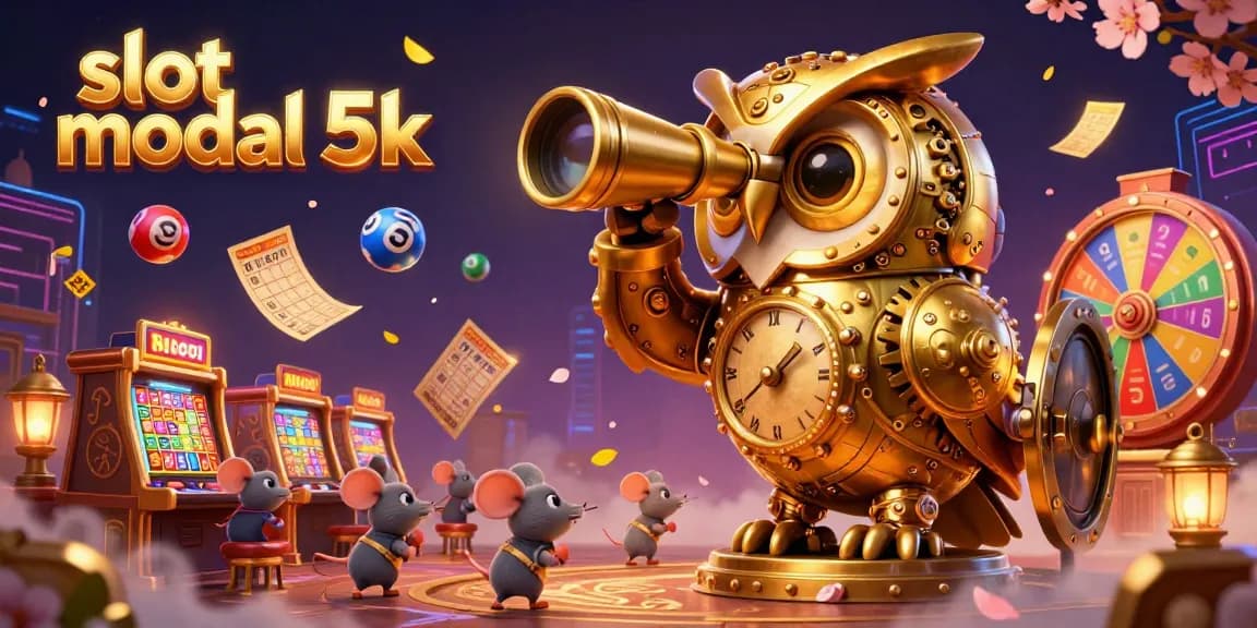 Spin and win with slot modal 5k on a visually-rich casino floor illustration.