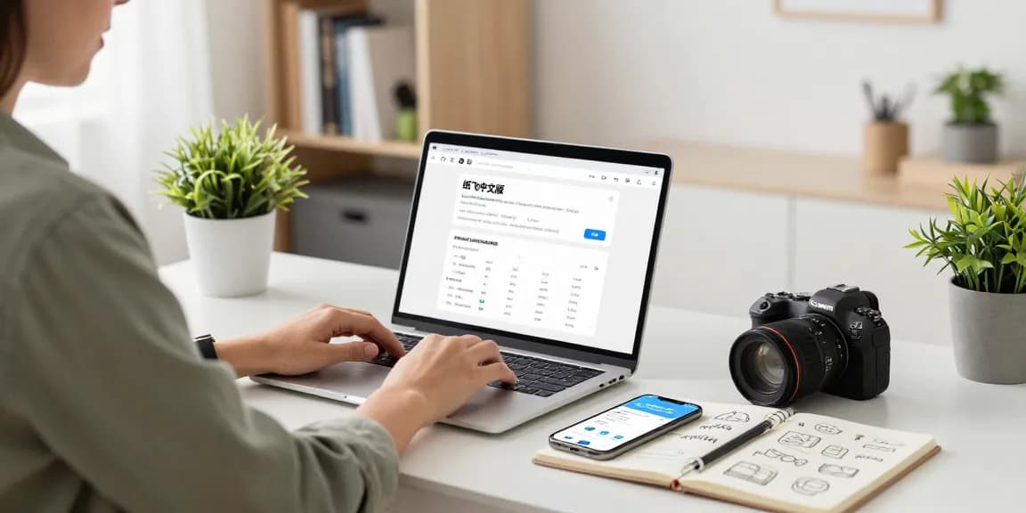 Explore 纸飞机中文版 in a modern home office setup with a productive atmosphere.