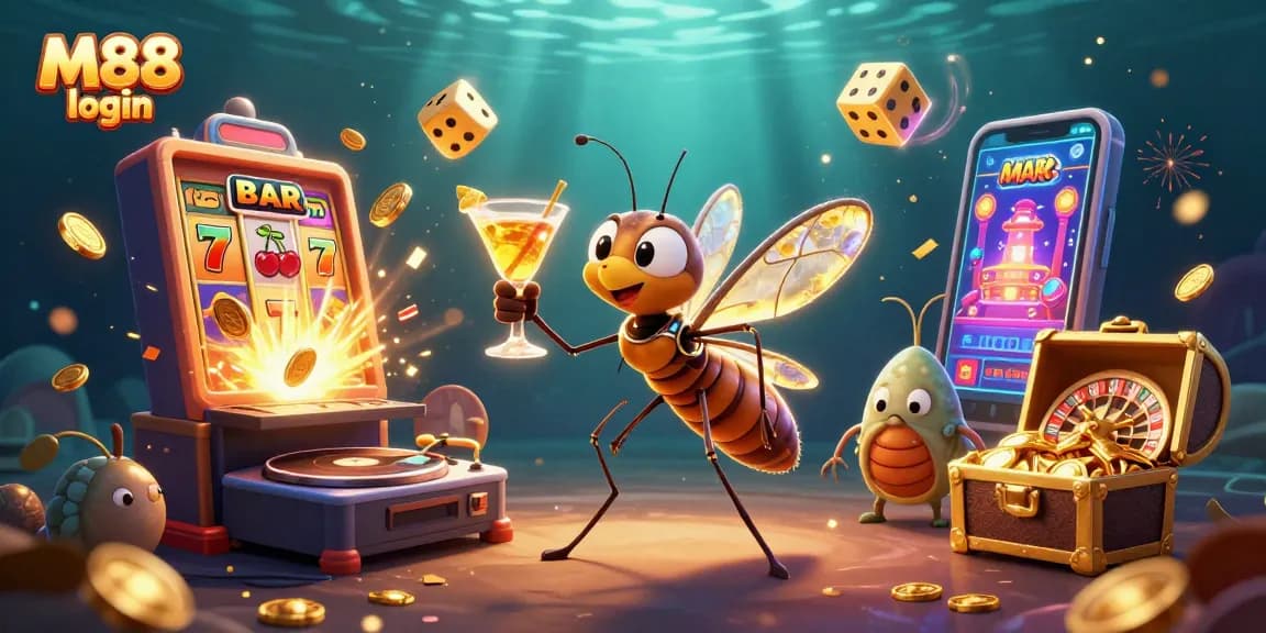 Experience M88 login with vibrant casino action featuring animated characters and exciting gaming elements.