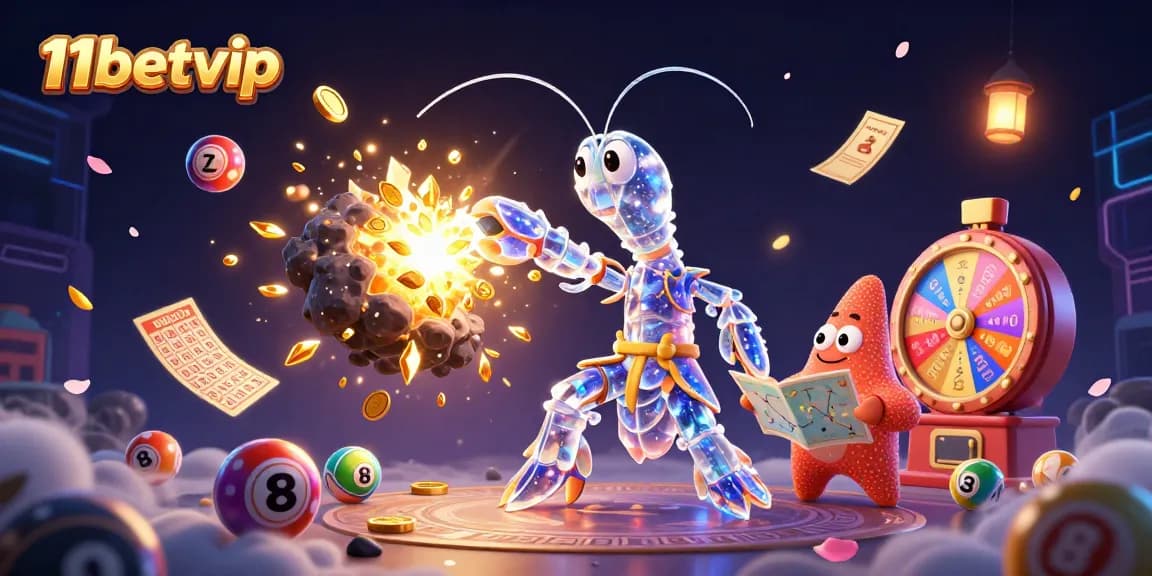 Engage in thrilling gameplay with 11betvip, featuring vibrant lottery balls and an energetic cosmic theme.