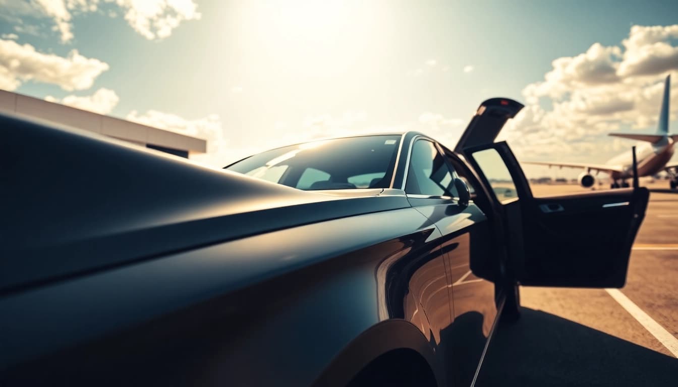 Luxury vehicle waiting for Private Airport Transfers at the airport, welcoming passengers.