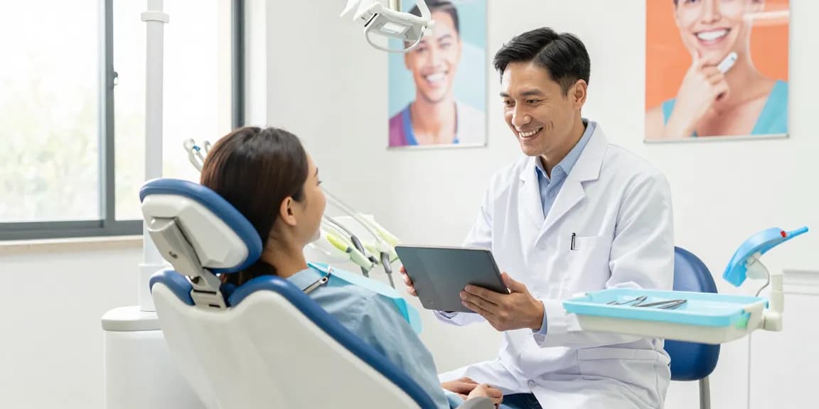 Patient consultation with a dentist, discover more here about finding top dental care.