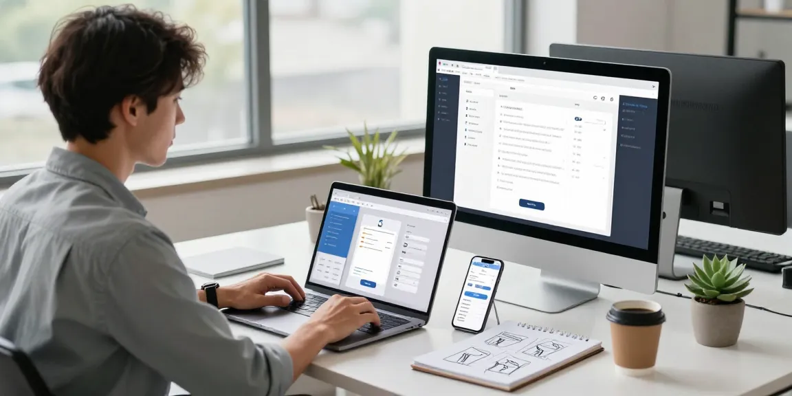 La app gratuita para segundo número en un entorno de trabajo moderno con un desarrollador usando su computadora portátil.