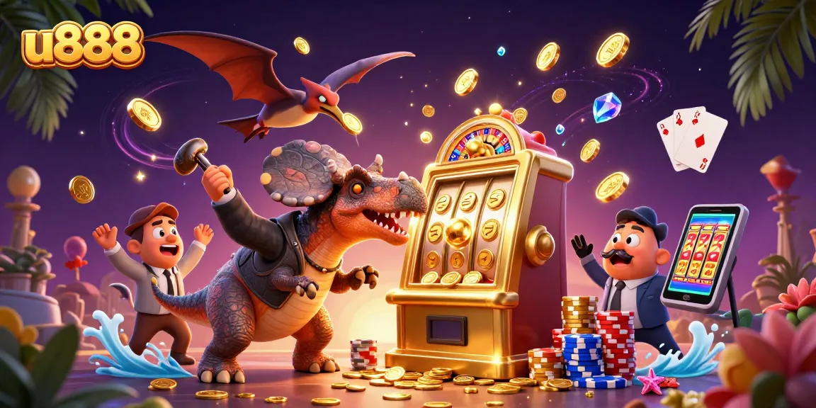 Experience u888's thrilling jackpot action with vibrant casino elements, capturing the excitement of a dynamic gaming scene.